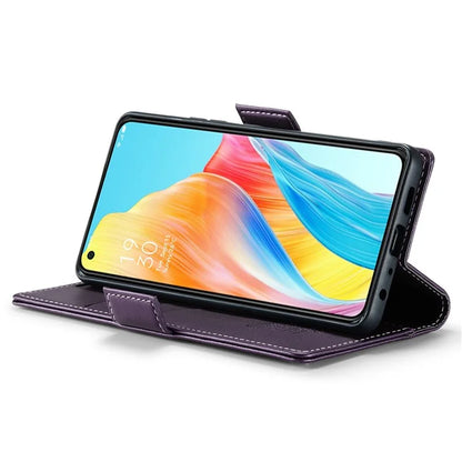 CASEME 023 Series For Oppo A78 4G Case RFID Blocking PU Leather Glossy Phone Wallet Cover