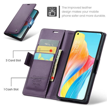 CASEME 023 Series For Oppo A78 4G Case RFID Blocking PU Leather Glossy Phone Wallet Cover