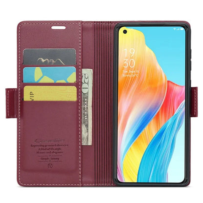 CASEME 023 Series For Oppo A78 4G Case RFID Blocking PU Leather Glossy Phone Wallet Cover