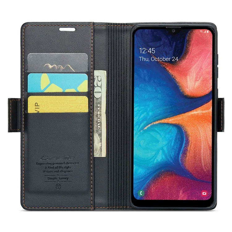 CASEME 023 Series For Samsung Galaxy A20 / A30 / M10s Glossy Case RFID Blocking Leather Phone Cover