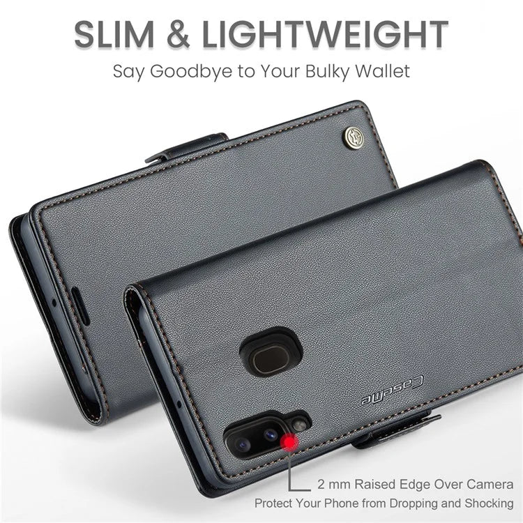 CASEME 023 Series For Samsung Galaxy A20 / A30 / M10s Glossy Case RFID Blocking Leather Phone Cover