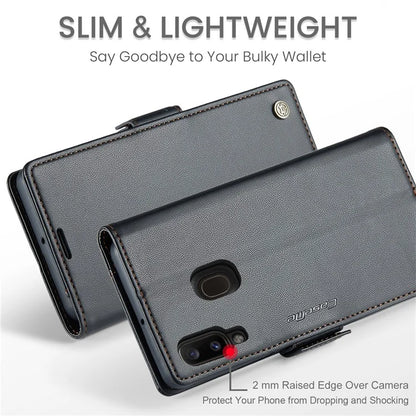 CASEME 023 Series For Samsung Galaxy A20 / A30 / M10s Glossy Case RFID Blocking Leather Phone Cover