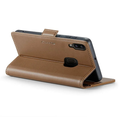 CASEME 023 Series For Samsung Galaxy A20 / A30 / M10s Glossy Case RFID Blocking Leather Phone Cover
