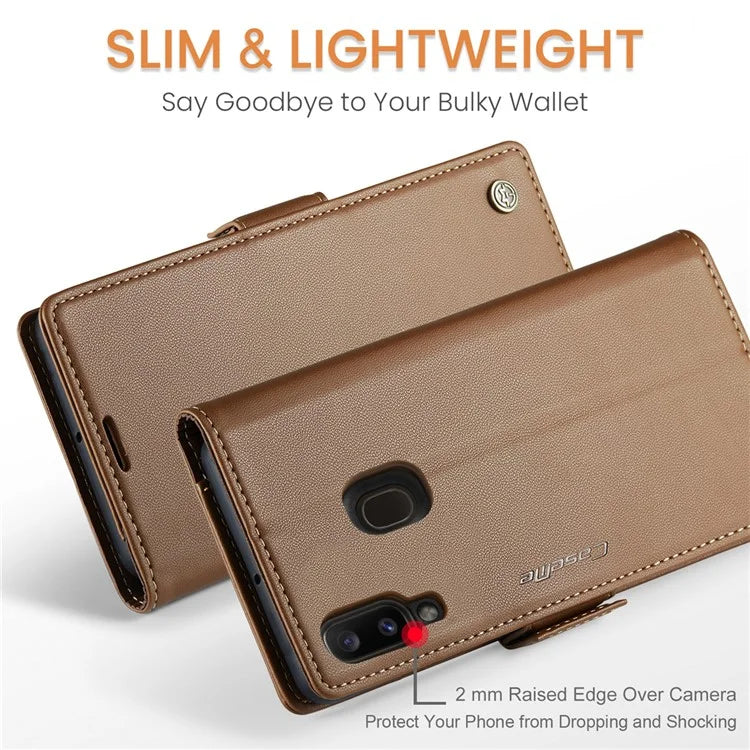 CASEME 023 Series For Samsung Galaxy A20 / A30 / M10s Glossy Case RFID Blocking Leather Phone Cover