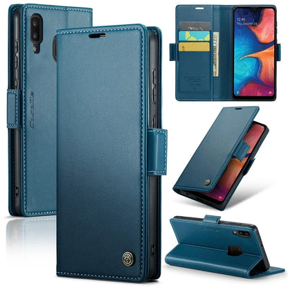 CASEME 023 Series For Samsung Galaxy A20 / A30 / M10s Glossy Case RFID Blocking Leather Phone Cover