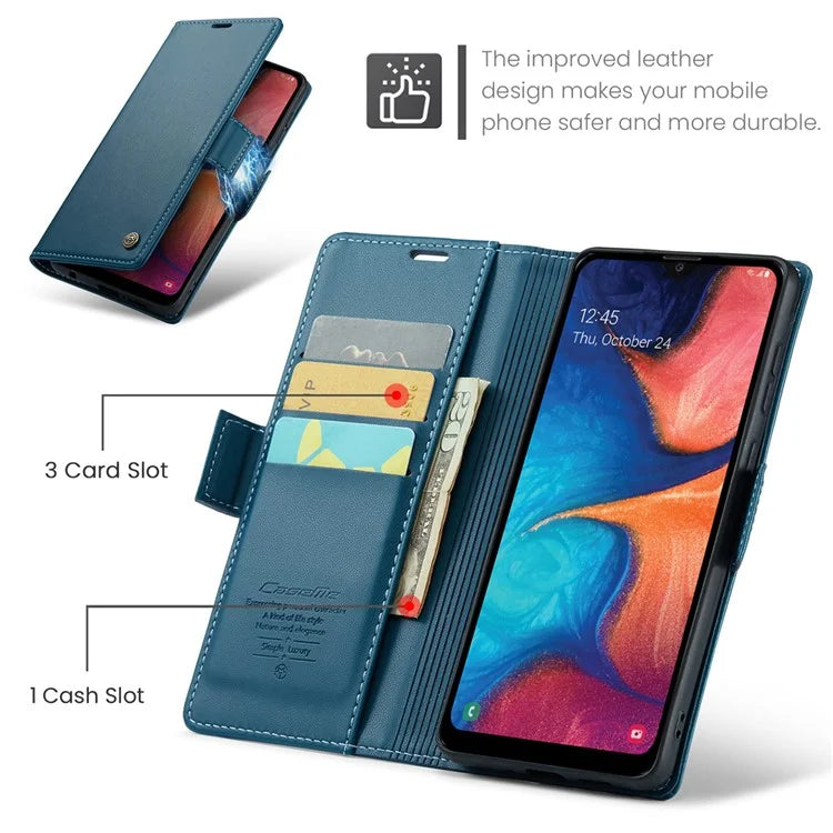CASEME 023 Series For Samsung Galaxy A20 / A30 / M10s Glossy Case RFID Blocking Leather Phone Cover