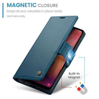 CASEME 023 Series For Samsung Galaxy A20 / A30 / M10s Glossy Case RFID Blocking Leather Phone Cover