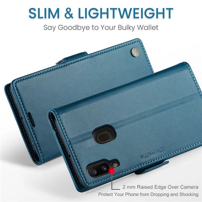 CASEME 023 Series For Samsung Galaxy A20 / A30 / M10s Glossy Case RFID Blocking Leather Phone Cover