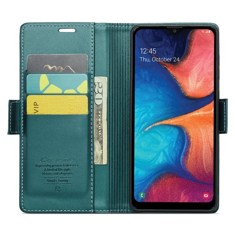 CASEME 023 Series For Samsung Galaxy A20 / A30 / M10s Glossy Case RFID Blocking Leather Phone Cover