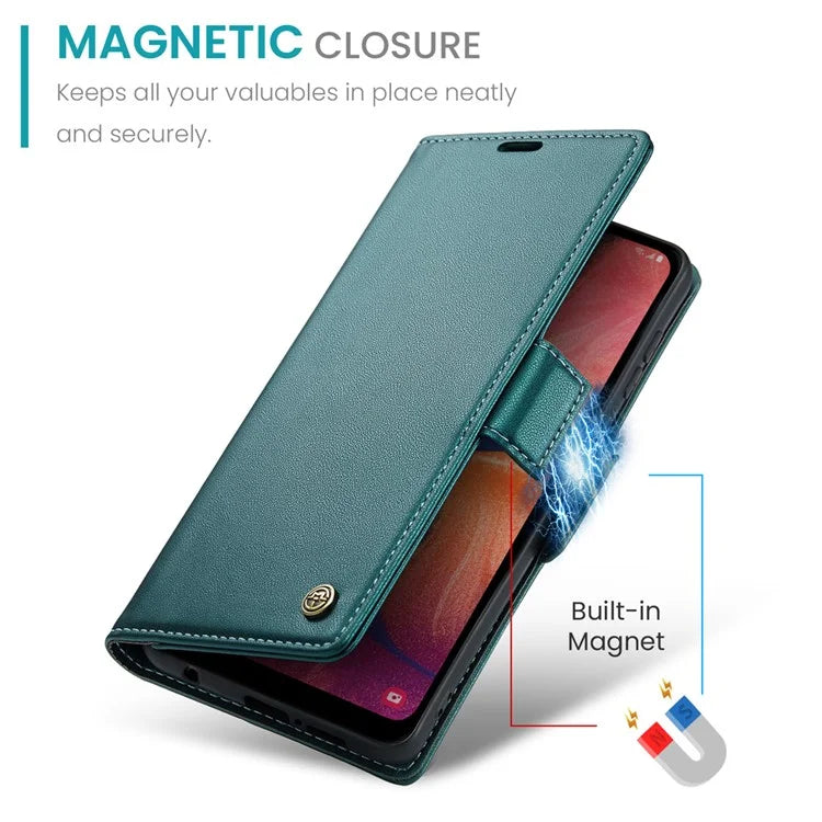 CASEME 023 Series For Samsung Galaxy A20 / A30 / M10s Glossy Case RFID Blocking Leather Phone Cover