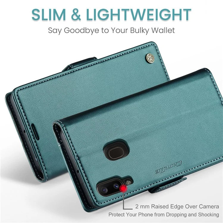 CASEME 023 Series For Samsung Galaxy A20 / A30 / M10s Glossy Case RFID Blocking Leather Phone Cover