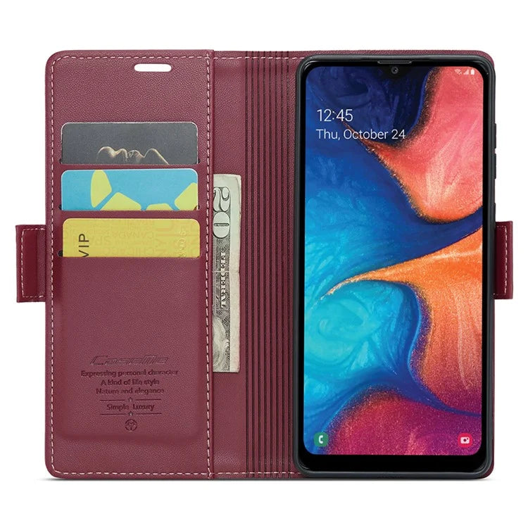CASEME 023 Series For Samsung Galaxy A20 / A30 / M10s Glossy Case RFID Blocking Leather Phone Cover