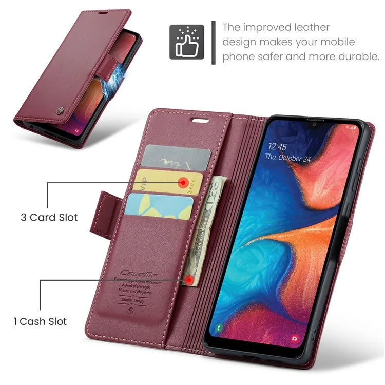 CASEME 023 Series For Samsung Galaxy A20 / A30 / M10s Glossy Case RFID Blocking Leather Phone Cover
