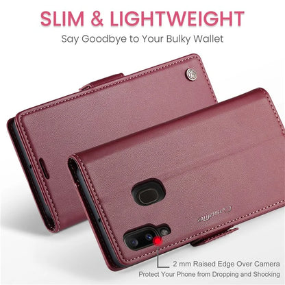 CASEME 023 Series For Samsung Galaxy A20 / A30 / M10s Glossy Case RFID Blocking Leather Phone Cover