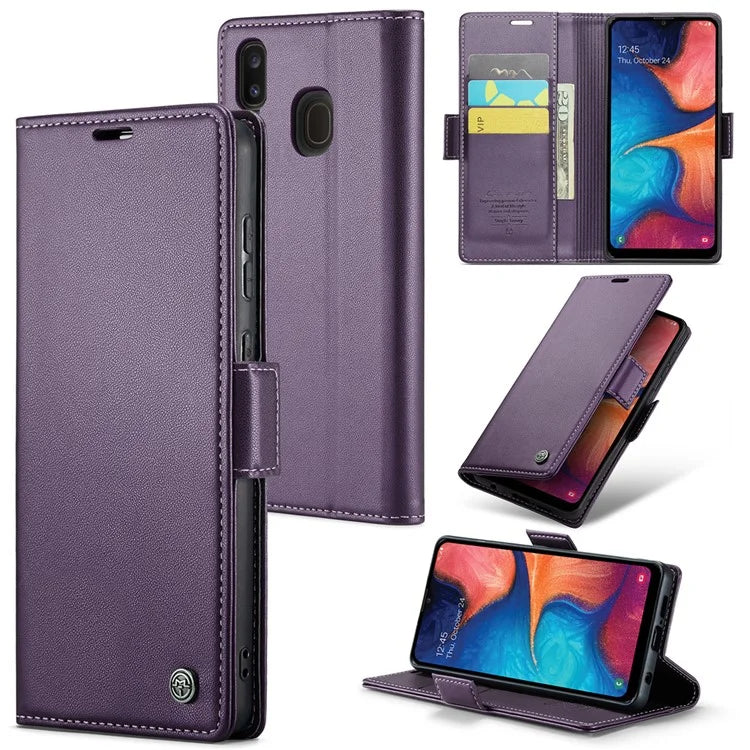 CASEME 023 Series For Samsung Galaxy A20 / A30 / M10s Glossy Case RFID Blocking Leather Phone Cover