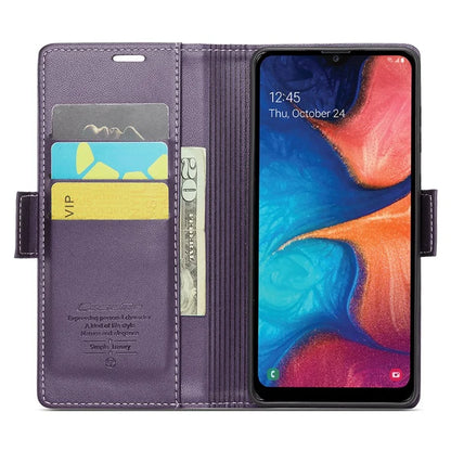 CASEME 023 Series For Samsung Galaxy A20 / A30 / M10s Glossy Case RFID Blocking Leather Phone Cover