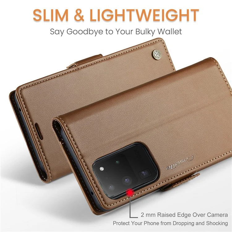 CASEME 023 Series For Samsung Galaxy S20 Ultra Case Wallet RFID Blocking Leather Phone Cover