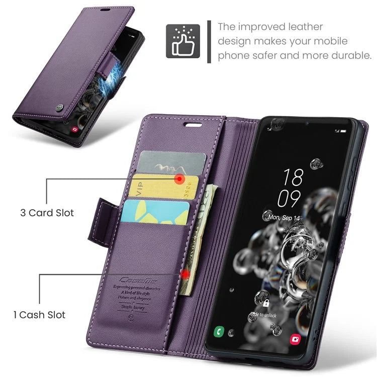 CASEME 023 Series For Samsung Galaxy S20 Ultra Case Wallet RFID Blocking Leather Phone Cover