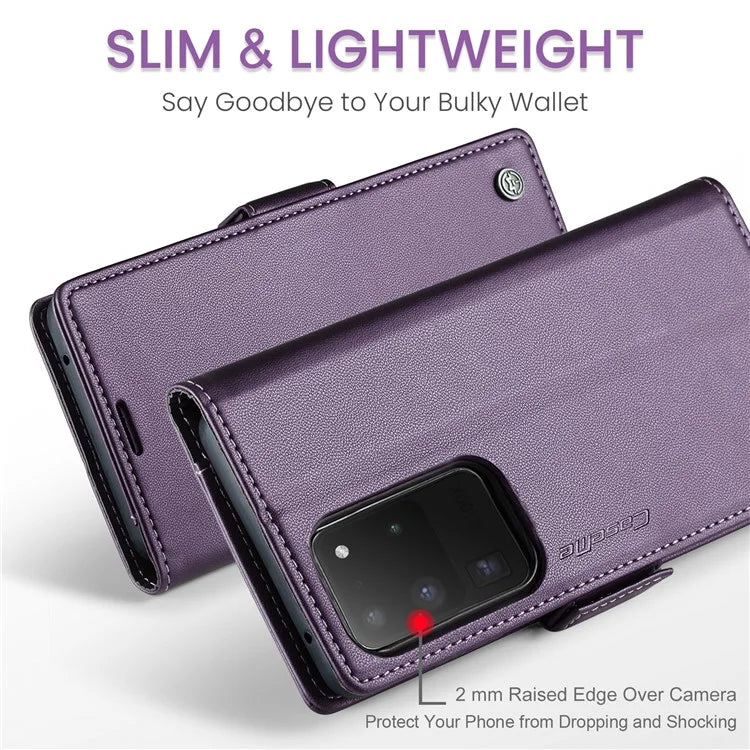 CASEME 023 Series For Samsung Galaxy S20 Ultra Case Wallet RFID Blocking Leather Phone Cover