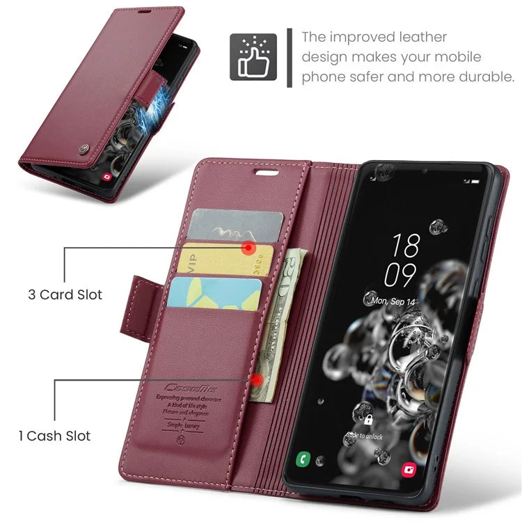 CASEME 023 Series For Samsung Galaxy S20 Ultra Case Wallet RFID Blocking Leather Phone Cover