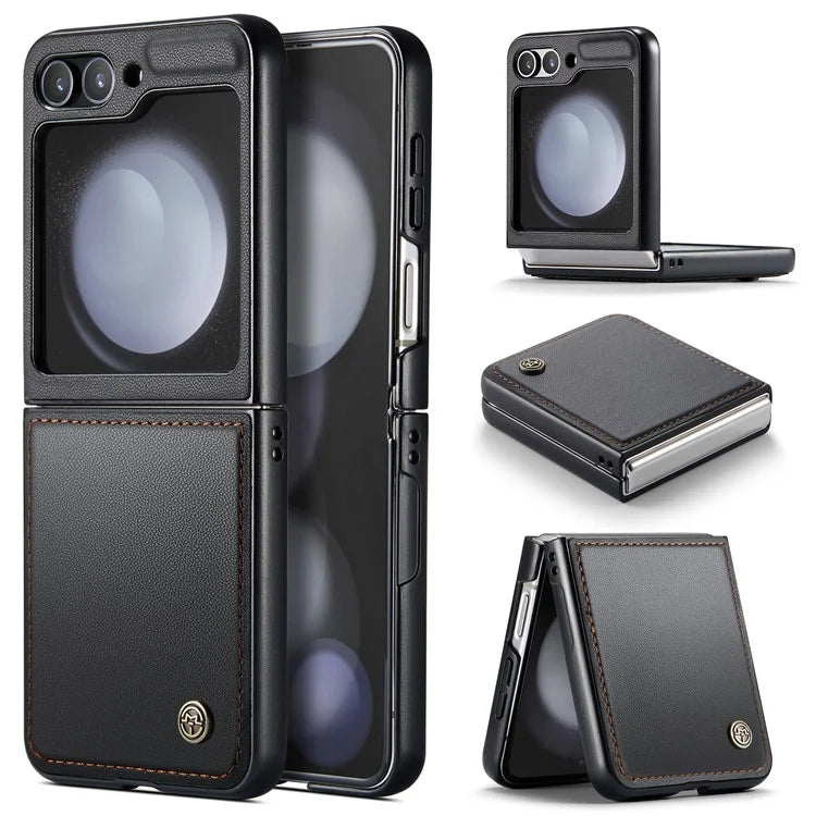 CASEME 023 Series For Samsung Galaxy Z Flip5 5G Case Litchi Texture Leather+PC Phone Cover