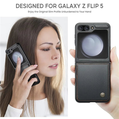CASEME 023 Series For Samsung Galaxy Z Flip5 5G Case Litchi Texture Leather+PC Phone Cover