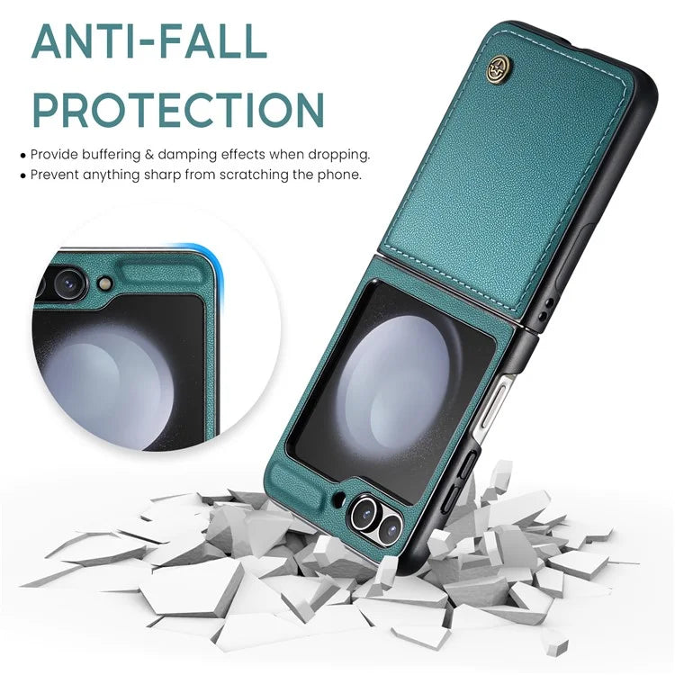 CASEME 023 Series For Samsung Galaxy Z Flip5 5G Case Litchi Texture Leather+PC Phone Cover