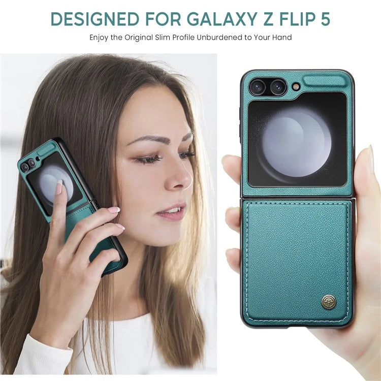 CASEME 023 Series For Samsung Galaxy Z Flip5 5G Case Litchi Texture Leather+PC Phone Cover