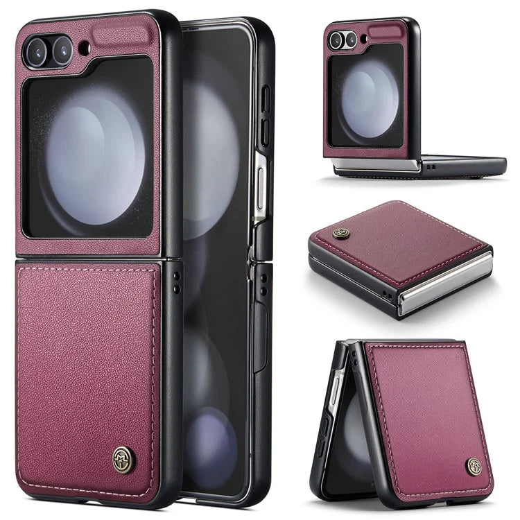 CASEME 023 Series For Samsung Galaxy Z Flip5 5G Case Litchi Texture Leather+PC Phone Cover