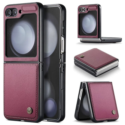 CASEME 023 Series For Samsung Galaxy Z Flip5 5G Case Litchi Texture Leather+PC Phone Cover
