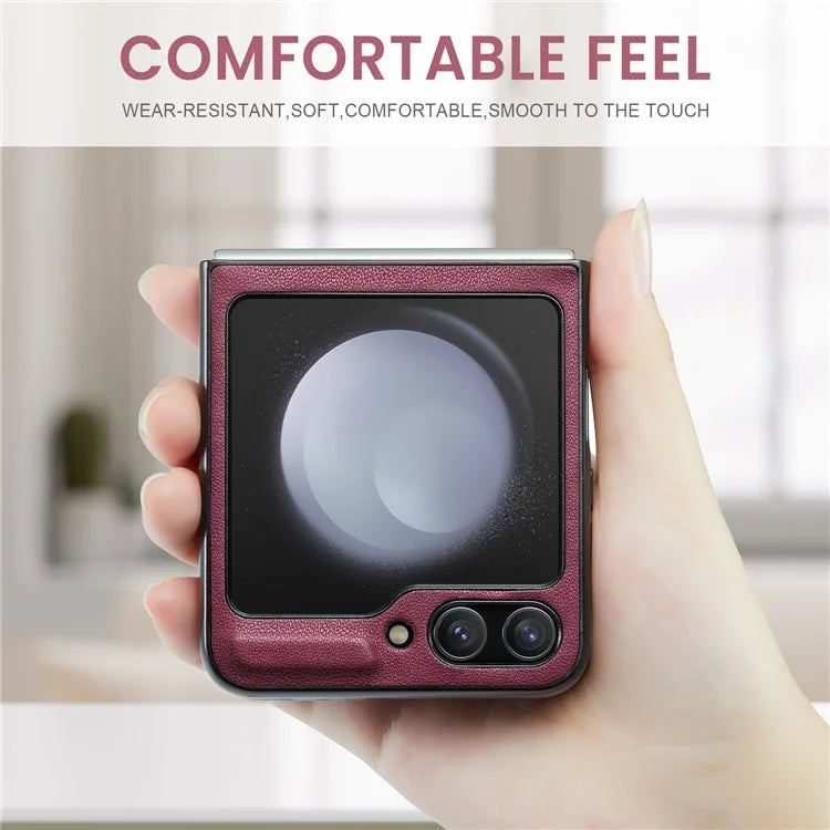 CASEME 023 Series For Samsung Galaxy Z Flip5 5G Case Litchi Texture Leather+PC Phone Cover