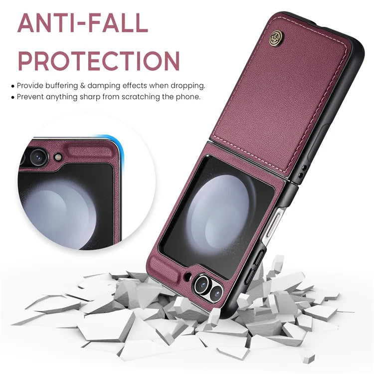 CASEME 023 Series For Samsung Galaxy Z Flip5 5G Case Litchi Texture Leather+PC Phone Cover