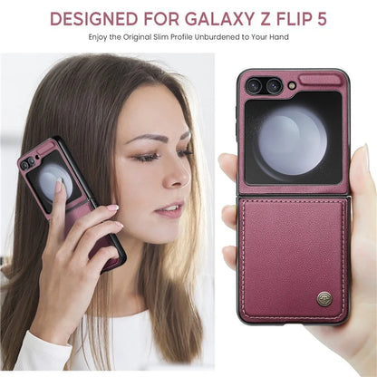 CASEME 023 Series For Samsung Galaxy Z Flip5 5G Case Litchi Texture Leather+PC Phone Cover