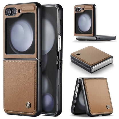 CASEME 023 Series For Samsung Galaxy Z Flip5 5G Case Litchi Texture Leather+PC Phone Cover