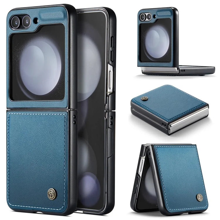 CASEME 023 Series For Samsung Galaxy Z Flip5 5G Case Litchi Texture Leather+PC Phone Cover