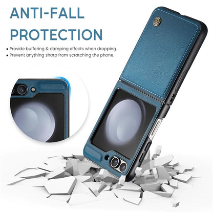 CASEME 023 Series For Samsung Galaxy Z Flip5 5G Case Litchi Texture Leather+PC Phone Cover