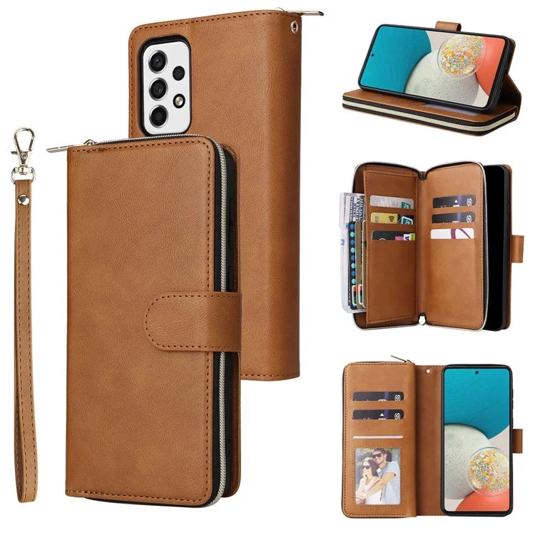 For Samsung Galaxy A53 5G Case Card Slots Zipper Wallet Leather Phone Cover