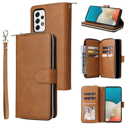 For Samsung Galaxy A53 5G Case Card Slots Zipper Wallet Leather Phone Cover