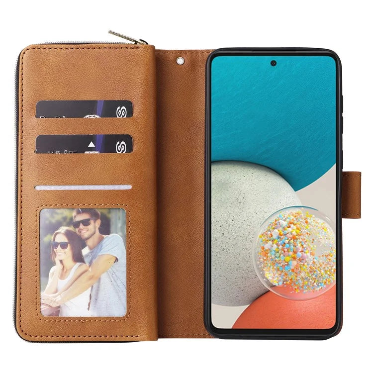 For Samsung Galaxy A53 5G Case Card Slots Zipper Wallet Leather Phone Cover