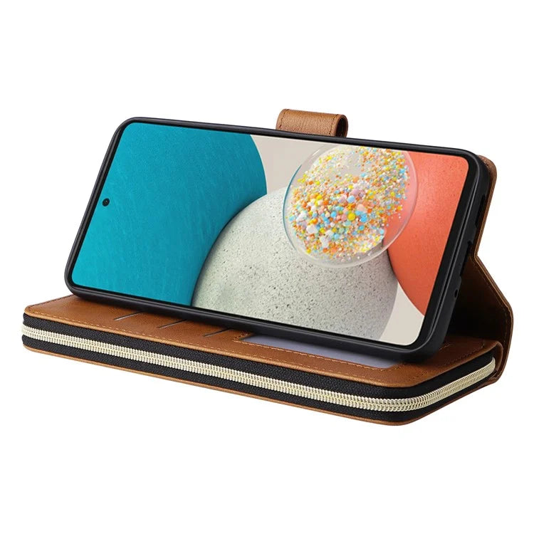 For Samsung Galaxy A53 5G Case Card Slots Zipper Wallet Leather Phone Cover