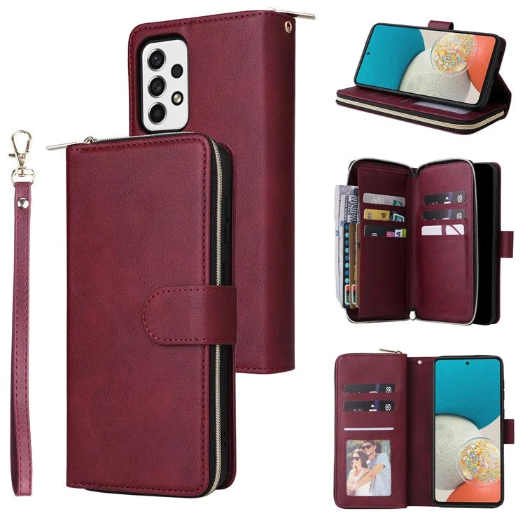 For Samsung Galaxy A53 5G Case Card Slots Zipper Wallet Leather Phone Cover