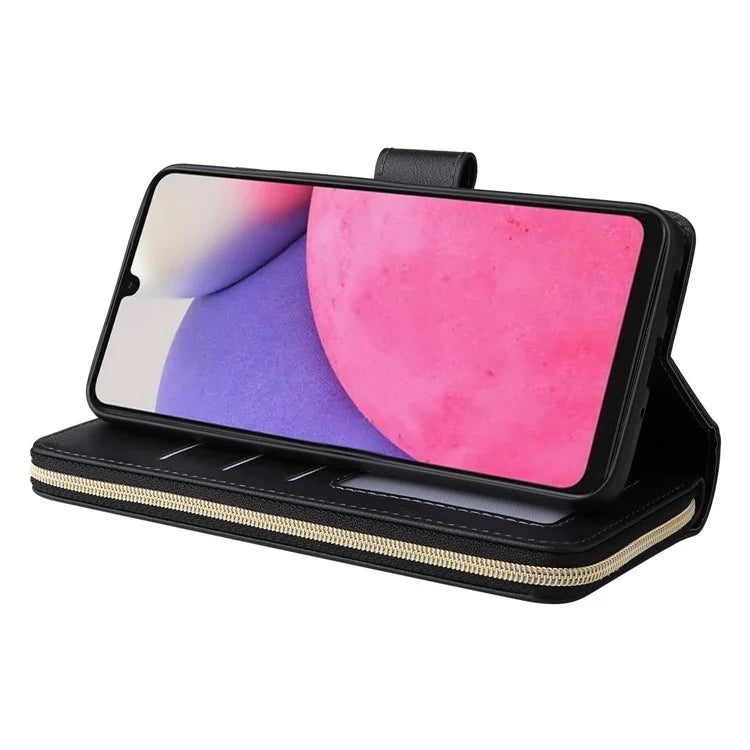 For Samsung Galaxy A33 5G Zipper Wallet Case Card Slots Leather Phone Cover