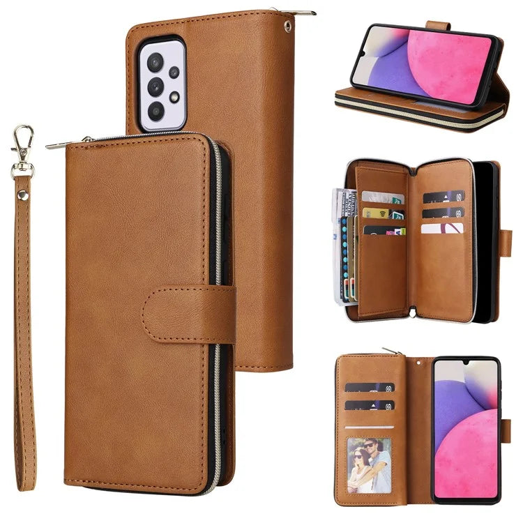 For Samsung Galaxy A33 5G Zipper Wallet Case Card Slots Leather Phone Cover