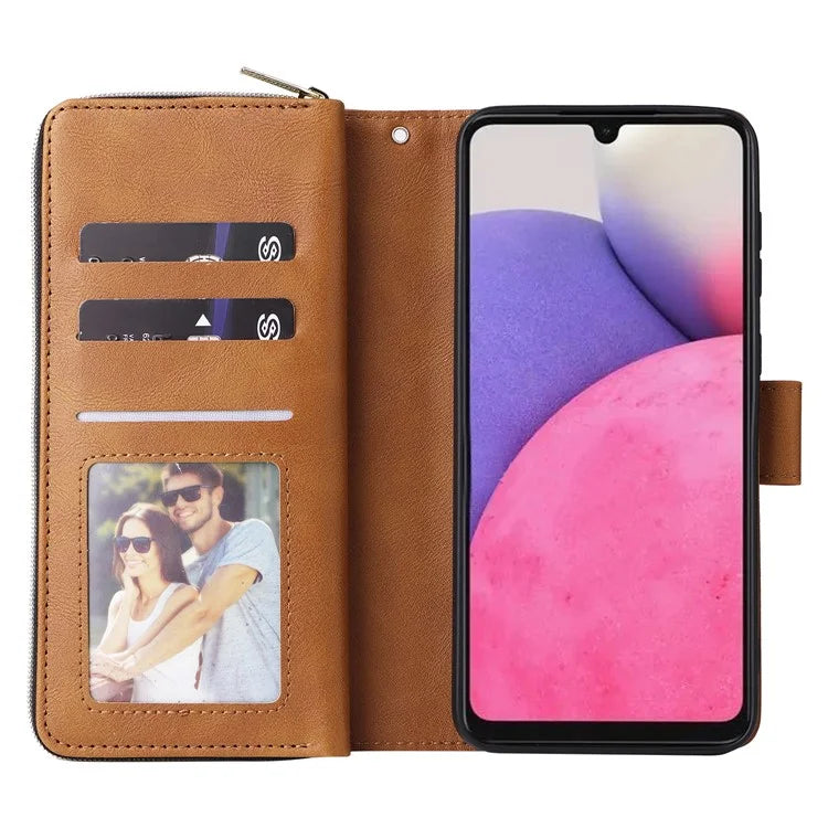 For Samsung Galaxy A33 5G Zipper Wallet Case Card Slots Leather Phone Cover