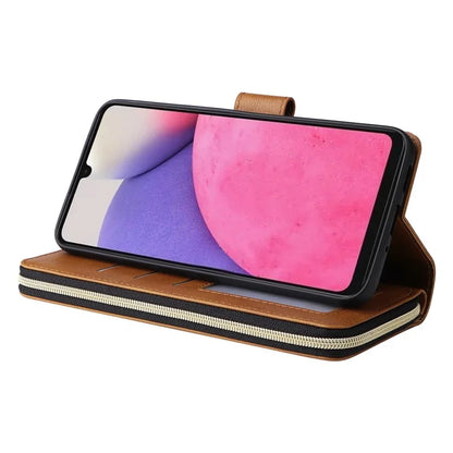 For Samsung Galaxy A33 5G Zipper Wallet Case Card Slots Leather Phone Cover