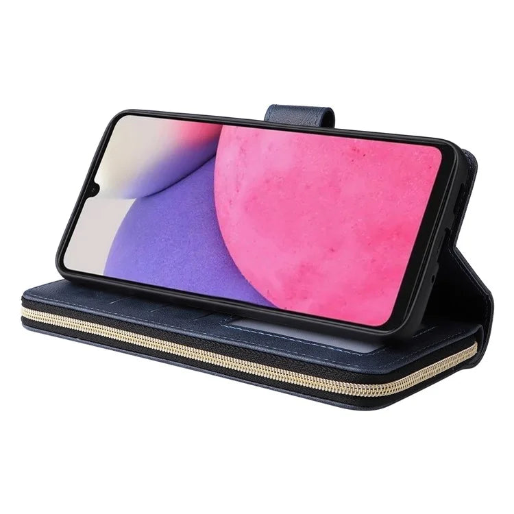 For Samsung Galaxy A33 5G Zipper Wallet Case Card Slots Leather Phone Cover