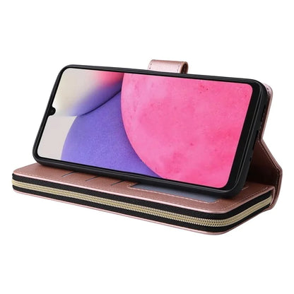 For Samsung Galaxy A33 5G Zipper Wallet Case Card Slots Leather Phone Cover