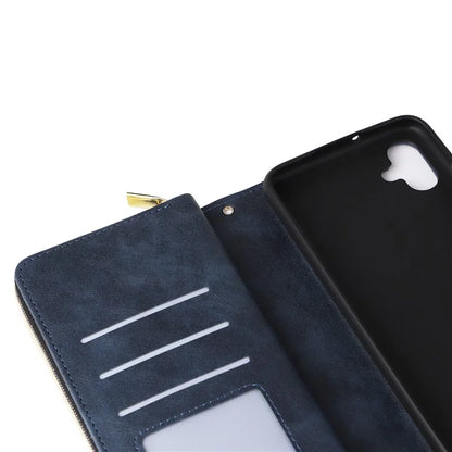 For Samsung Galaxy A04e 4G / F04 4G / M04 4G Case Zipper Leather Phone Cover 9 Card Slots