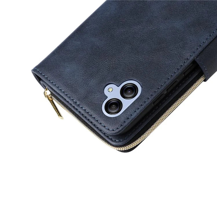 For Samsung Galaxy A04e 4G / F04 4G / M04 4G Case Zipper Leather Phone Cover 9 Card Slots