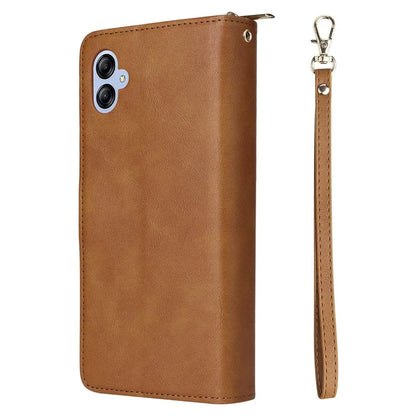 For Samsung Galaxy A04e 4G / F04 4G / M04 4G Case Zipper Leather Phone Cover 9 Card Slots